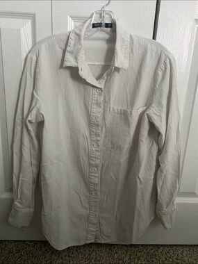 Nasty Gal Cream Button-Up Long Sleeve Shirt